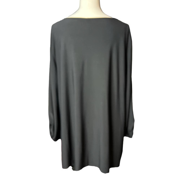 Perseption Blouse in Black Polyester w/Roll Tab Sleeves and Gold Buttons Size 3X - Picture 2 of 4